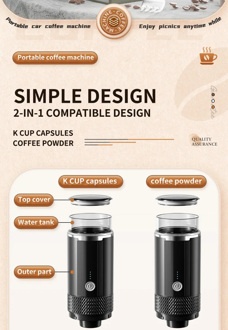 “Cafetera Portátil JFBONIN CM-1999 – Compacta, Segura y Fácil de Usar para Café en Cualquier Lugar