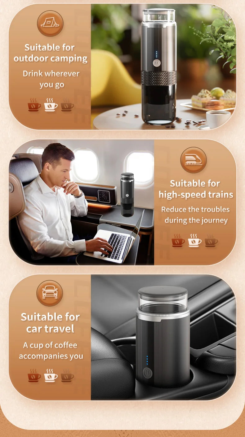 “Cafetera Portátil JFBONIN CM-1999 – Compacta, Segura y Fácil de Usar para Café en Cualquier Lugar