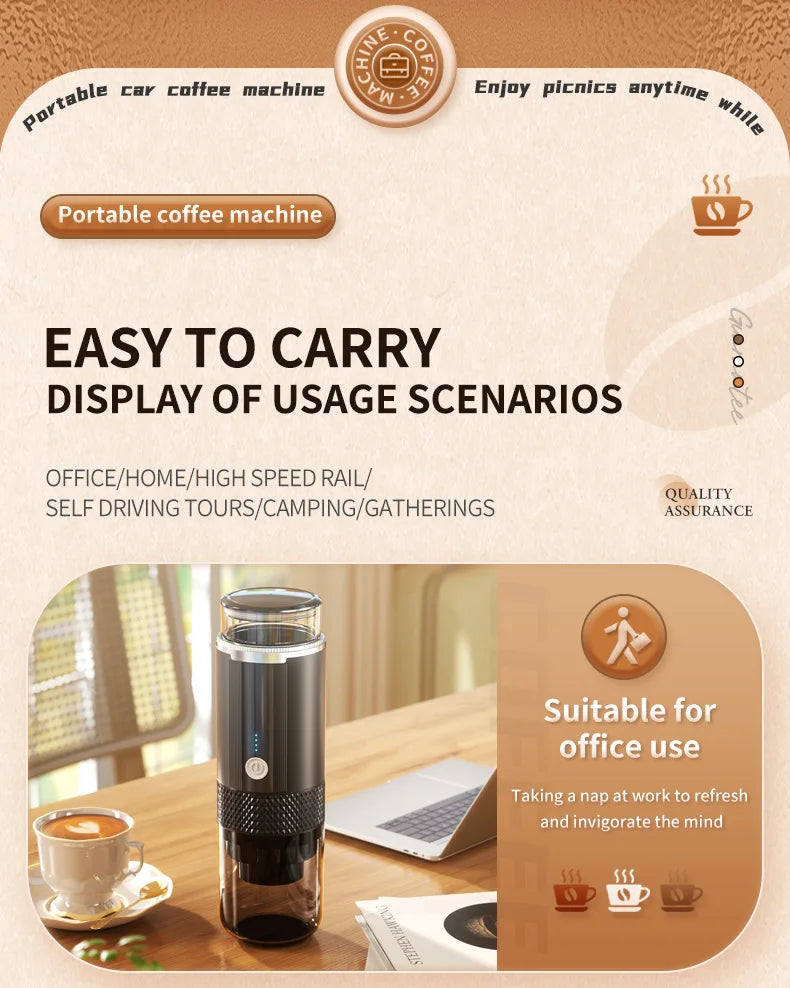 “Cafetera Portátil JFBONIN CM-1999 – Compacta, Segura y Fácil de Usar para Café en Cualquier Lugar